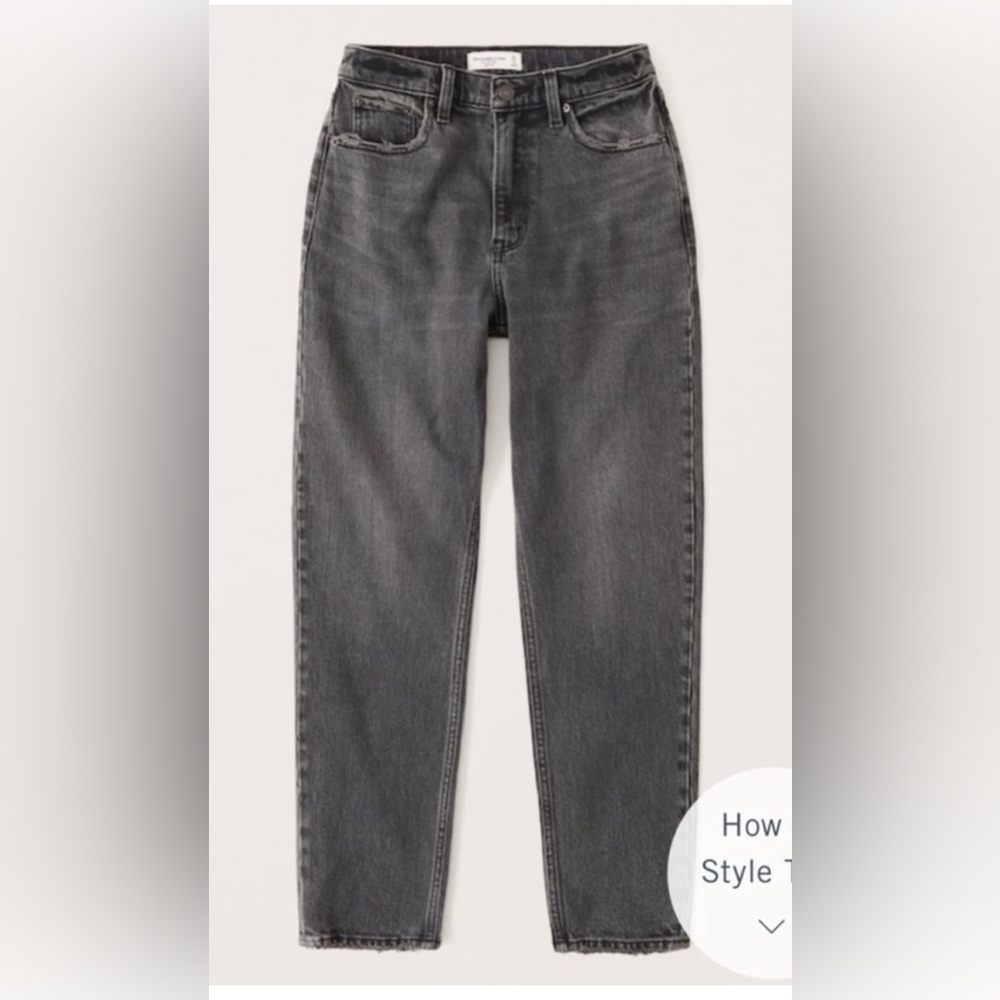 Abercrombie & Fitch Women’s 80s Mom High Rise Jeans Gray Black Denim 29 8